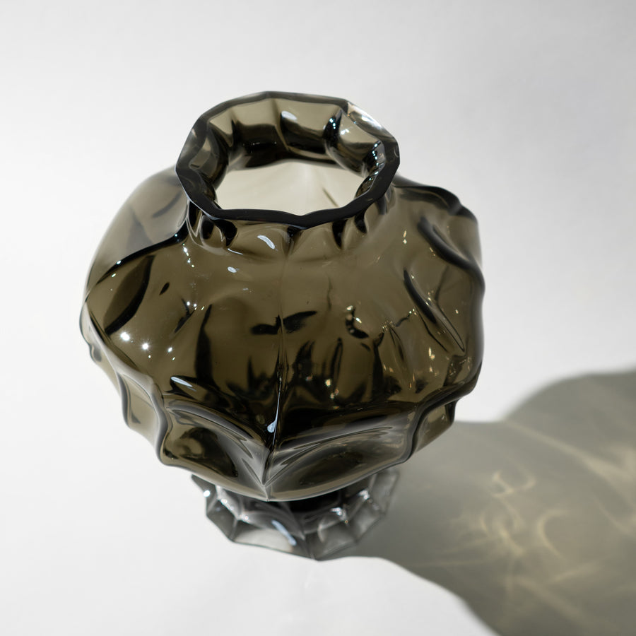 Ammonit Vase Stor - Sotet Glass