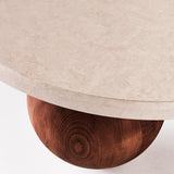Sphere Round- Beige Travertine - Sofabord