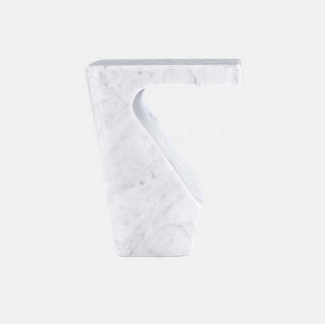 Hvit Marmor Sidebord - Stump