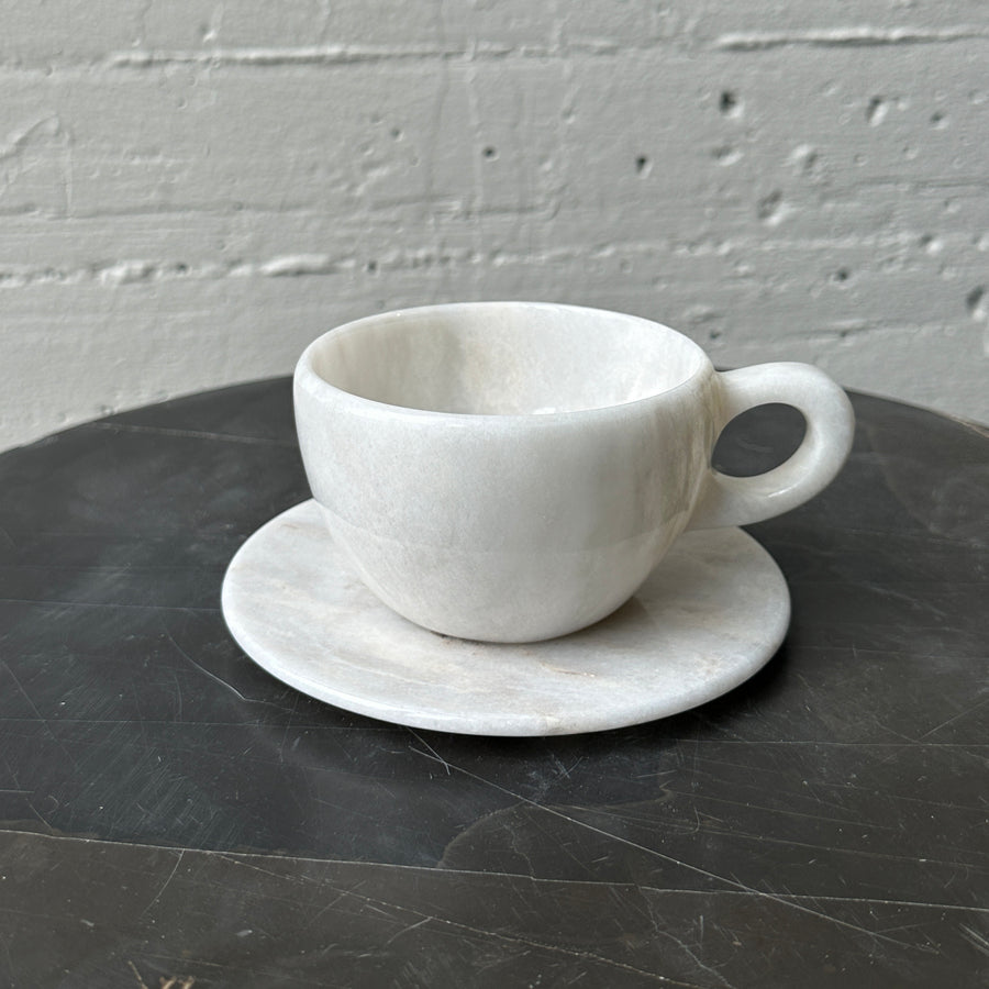 Mirabel marmor kopp med skål - Hvit