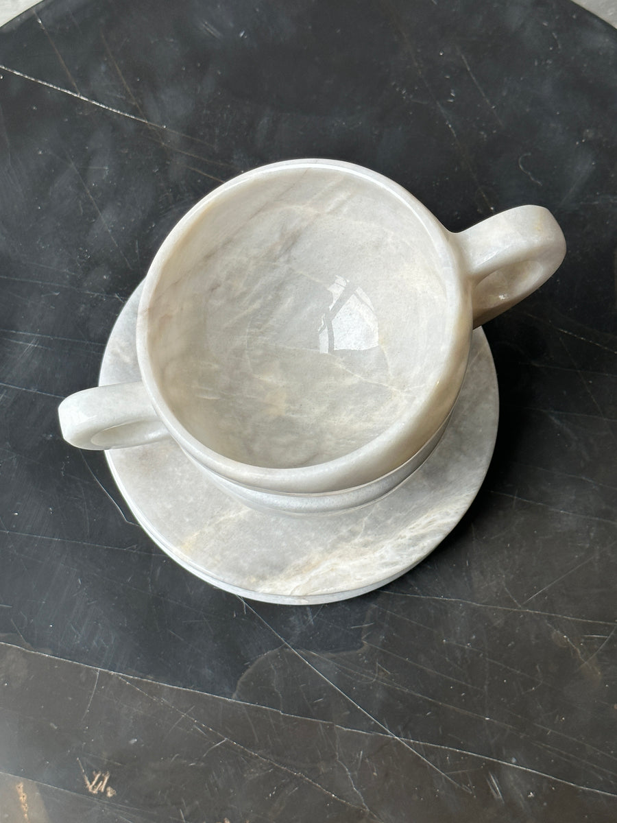 Mirabel marmor kopp med skål - Hvit